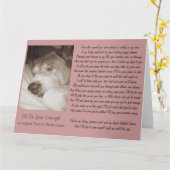 眠る古い秋田犬の動物の悔やみや弔慰詩の大 カード (黄色い花)