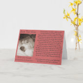 眠る古い秋田犬の動物悔やみや弔慰詩 カード (黄色い花)