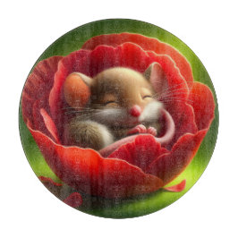 眠る可愛いネズミ カッティングボード