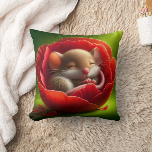眠る可愛いネズミ クッション (ブランケット)