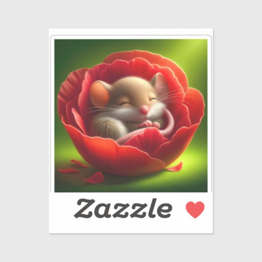 眠る可愛いネズミ シール (シート)