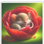 眠る可愛いネズミ シール (正面)