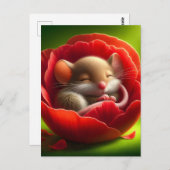 眠る可愛いネズミ ポストカード (正面/裏面)