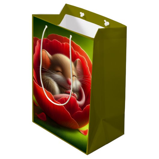 眠る可愛いネズミ ミディアムペーパーバッグ (裏面アングル)