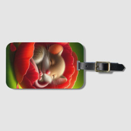 眠る可愛いネズミ ラゲッジタグ