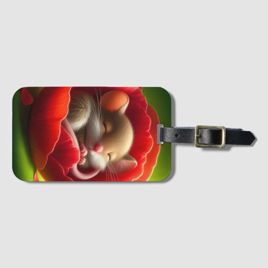 眠る可愛いネズミ ラゲッジタグ (正面横)