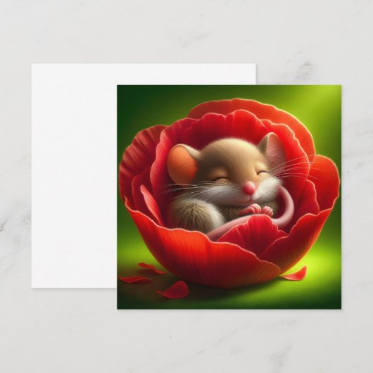 眠る可愛いネズミ 招待状 (正面/裏面)