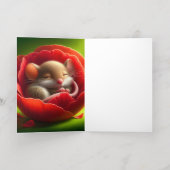 眠る可愛いネズミ 箔グリーティングカード (内側レイダウン)