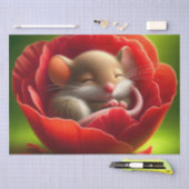 眠る可愛いネズミ 薄葉紙 (クラフト)