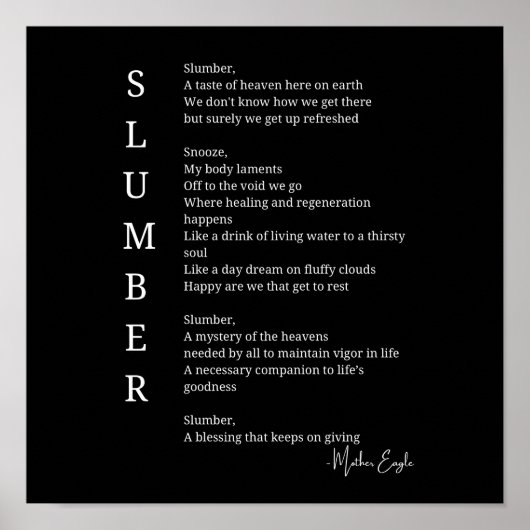 眠る夢の時間の詩のポスターウォールアート ポスター (正面)