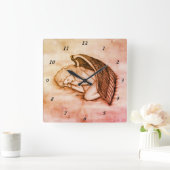 眠る天使が天国に舞い上がる スクエア壁時計 (ホーム)