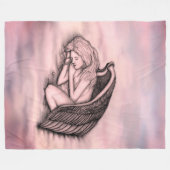 眠る天使が天国に雲 フリースブランケット (正面(横))