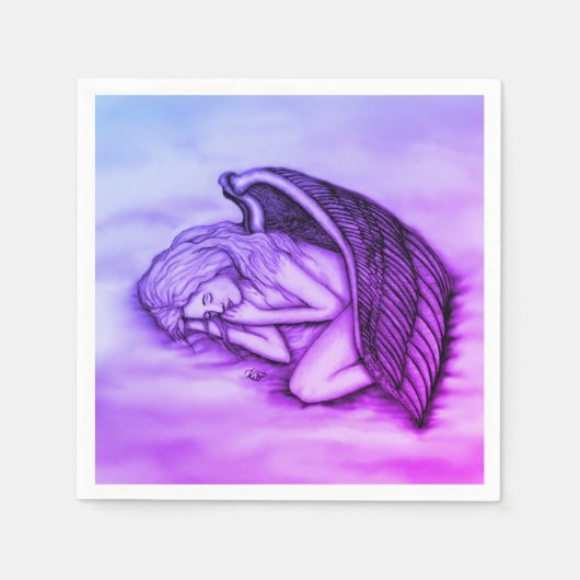 眠る天使が天国雲 スタンダードカクテルナプキン (正面)