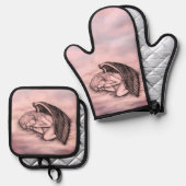 眠る天使が天国雲 鍋つかみ&鍋敷きセット (正面/裏面)