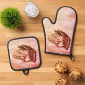 眠る天使が天国雲 鍋つかみ&鍋敷きセット (トップダウン)