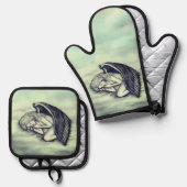 眠る天使が天国雲 鍋つかみ&鍋敷きセット (正面/裏面)