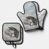 眠る天使が天国雲 鍋つかみ&鍋敷きセット (正面/裏面)