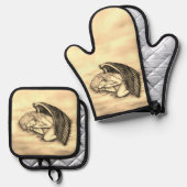 眠る天使が天国雲 鍋つかみ&鍋敷きセット (正面/裏面)