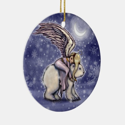 眠る天使の極熊クリスマスアート セラミックオーナメント (右)