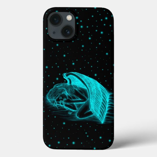眠る天使の黒と緑のデザイン Case-Mate iPhoneケース (裏面)