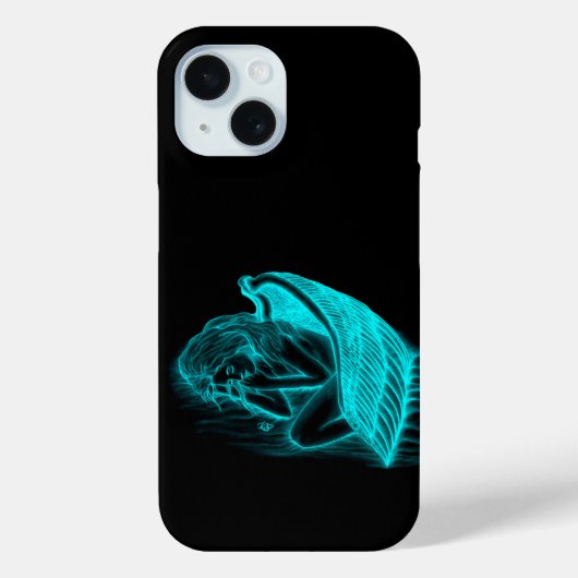 眠る天使の黒と緑のデザイン Case-Mate iPhoneケース (裏面)