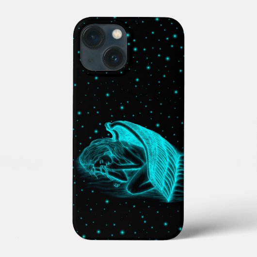 眠る天使の黒と緑のデザイン Case-Mate iPhoneケース (裏面)