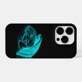 眠る天使の黒と緑のデザイン iPhoneケース (裏面横)