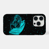 眠る天使の黒と緑のデザイン iPhoneケース (裏面横)
