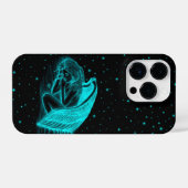 眠る天使の黒と緑のデザイン iPhoneケース (裏面横)