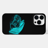 眠る天使の黒と緑のデザイン iPhoneケース (裏面横)