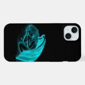 眠る天使の黒と緑のデザイン iPhoneケース (裏面横)