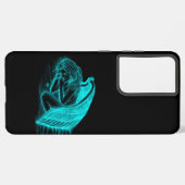 眠る天使の黒と緑のデザイン SAMSUNG GALAXYケース (左側面)