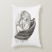 眠る天使、白黒デザイン アクセントクッション (正面(垂直))