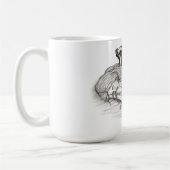 眠る天使、白黒デザイン コーヒーマグカップ (左)