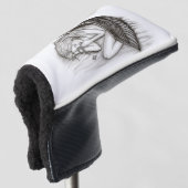 眠る天使、白黒デザイン ゴルフヘッドカバー (3/4 正面)
