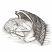 眠る天使 – 白黒デザイン シール (正面)