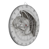 眠る天使、白黒デザイン ダーツボード (正面左)