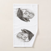 眠る天使、白黒デザイン バスタオルセット (ハンドタオル)