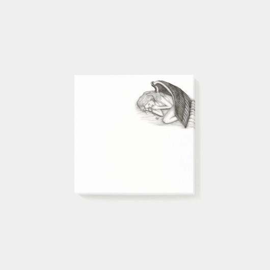 眠る天使、白黒デザイン ポストイット (正面)