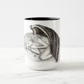 眠る天使、白黒デザイン マグカップ (中央)