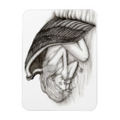 眠る天使、白黒デザイン マグネット (縦)