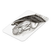 眠る天使、白黒デザイン マグネット (左側)