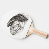 眠る天使、白黒デザイン 卓球ラケット (横)