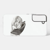 眠る天使、白黒デザイン SAMSUNG GALAXYケース (裏面横)