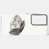 眠る天使、白黒デザイン SAMSUNG GALAXYケース (裏面横)