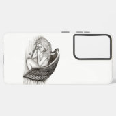 眠る天使、白黒デザイン SAMSUNG GALAXYケース (左側面)
