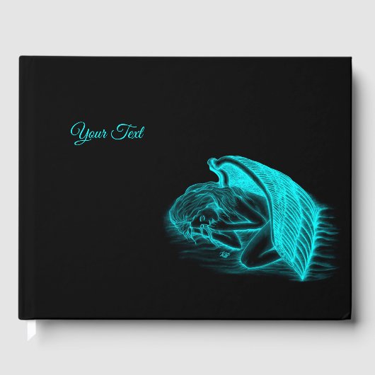 眠る天使、黒と緑のデザイン ゲストブック (正面)