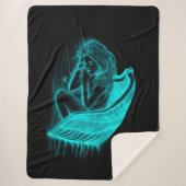 眠る天使、黒と緑のデザイン シェルパブランケット (正面)