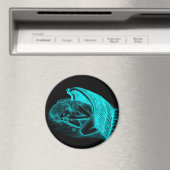 眠る天使、黒と緑のデザイン マグネット (インサイチュ (食洗機))