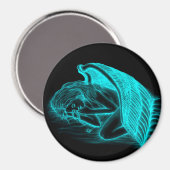 眠る天使、黒と緑のデザイン マグネット (正面/裏面)